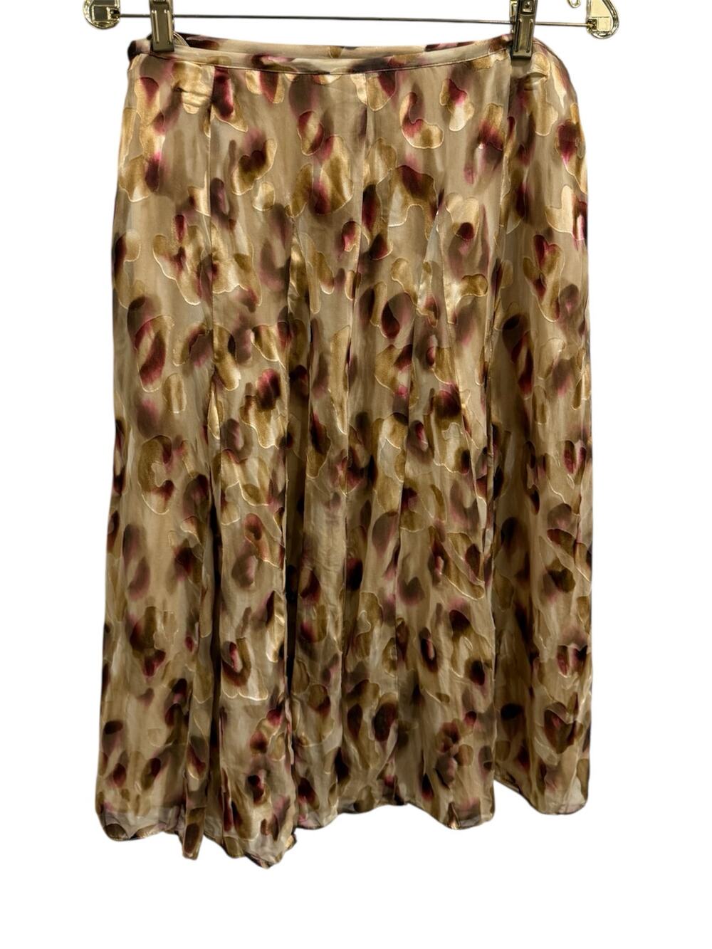 Y2K Jones New York 6 Silk Velvet Burnout Abstract Animal Print MIDI Skirt Fairy